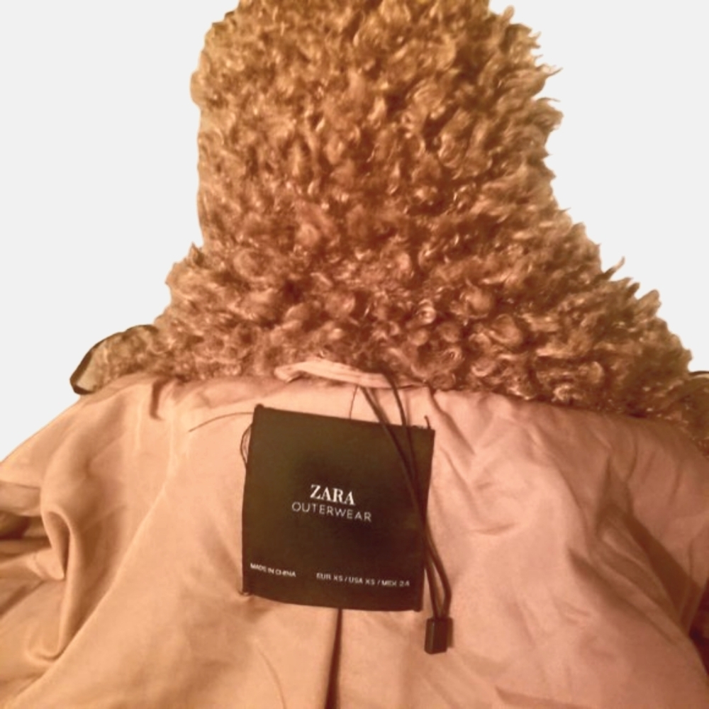 NWOT | ZARA OUTERWEAR | Warm Light Brown | Faux Fur Shearling Coat | Size: XS - Picture 2 of 16